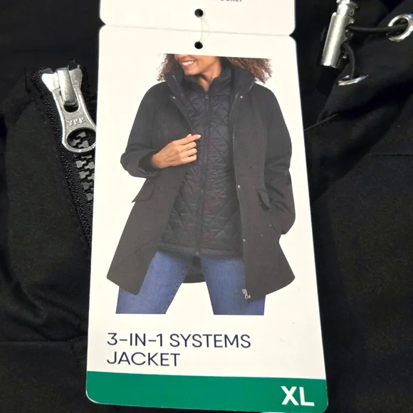 Lands' End Women's Black 3-in-1 Jacket System NEW With Tags Size XL - Picture 8 of 16